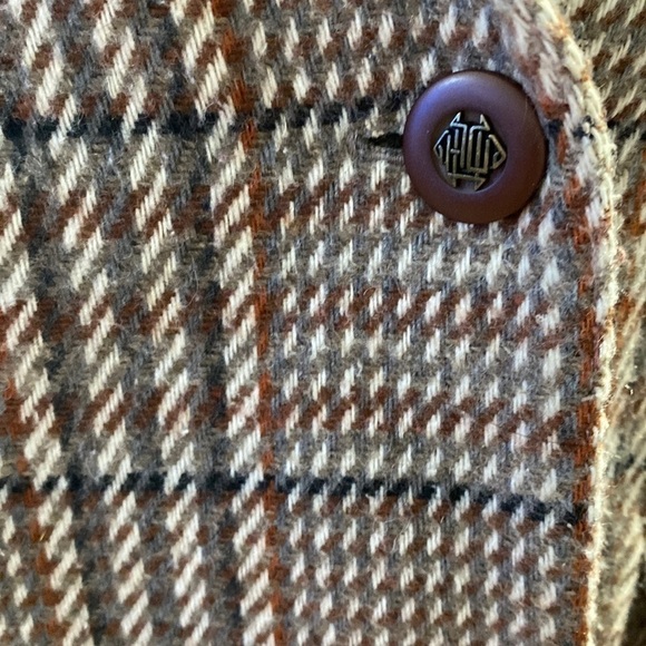 VINTAGE TWO Roads Plaid Tweed Preppy Sport Blazer Brown Greyish Wool Sz 7 - Picture 7 of 14
